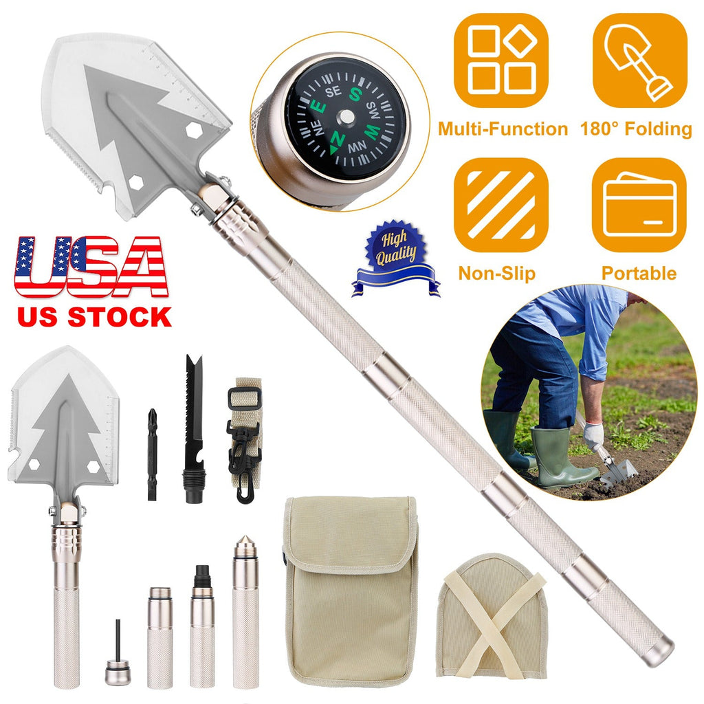 iMountek Folding Camping Shovel with Compass & Multi-Tools