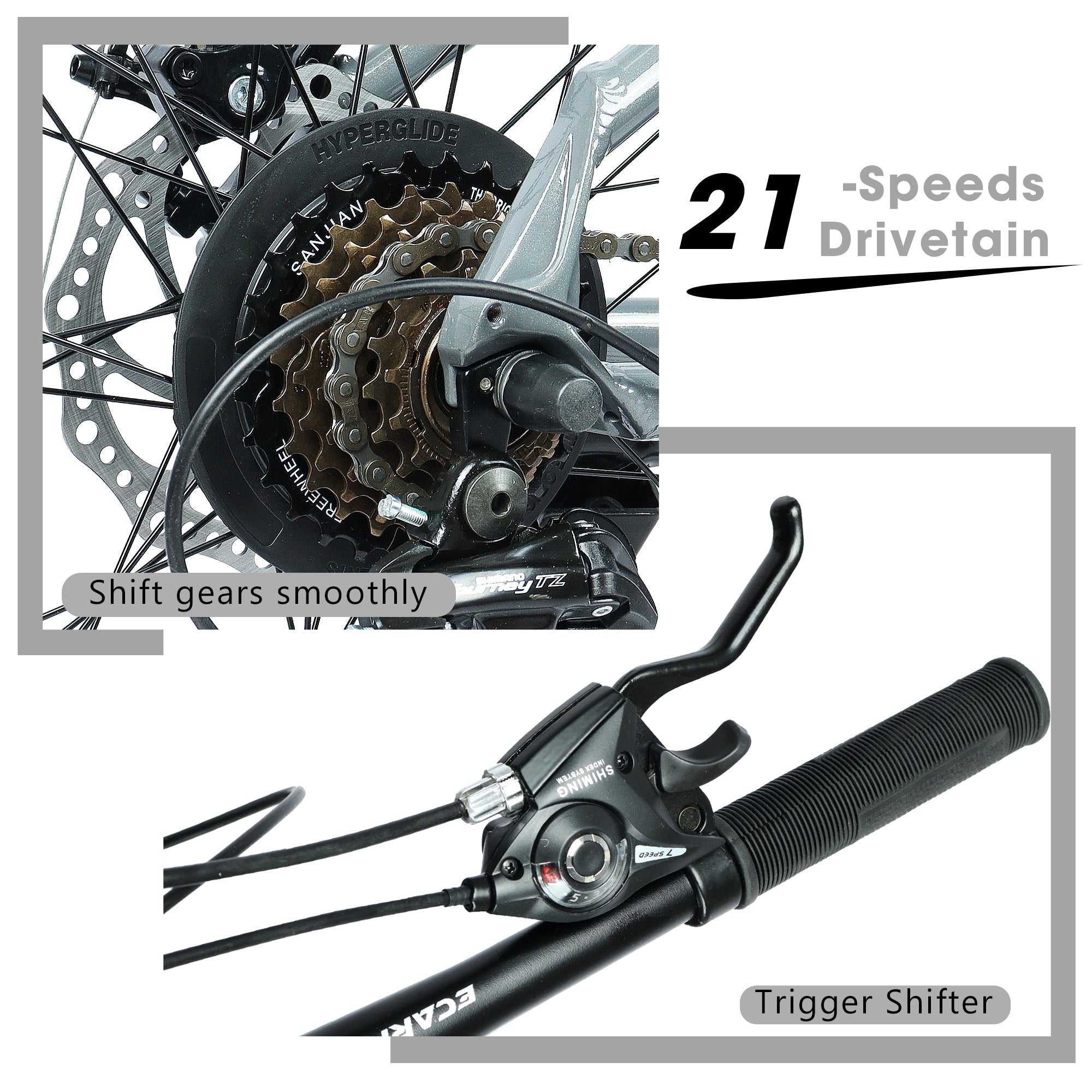 26" AllTrail  Adult Mountain Bike | 21-Speed Hardtail (Grey-Black)
