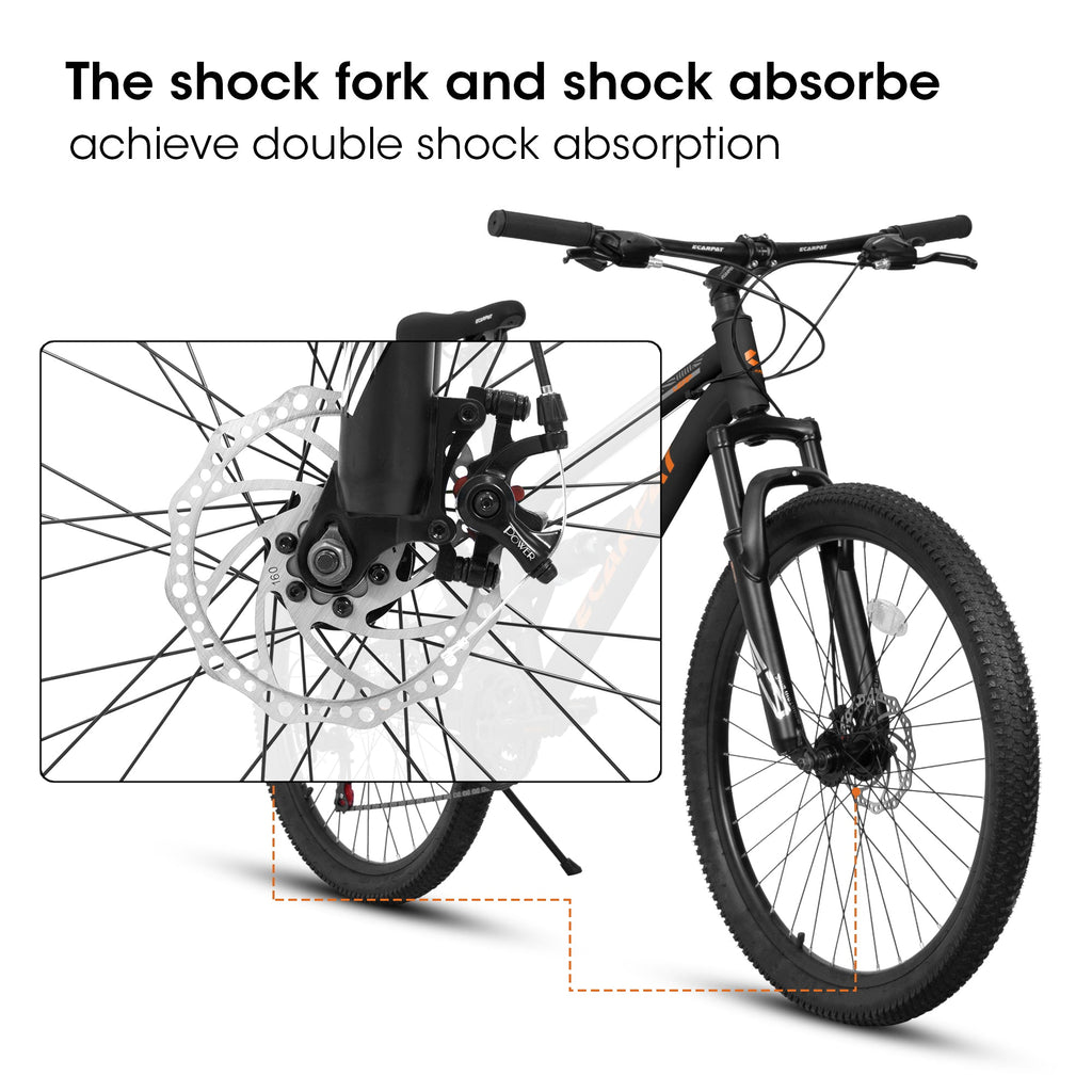 26" RidgeLine Adult Mountain Bike | 21-Speed Hardtail (Black-Orange)