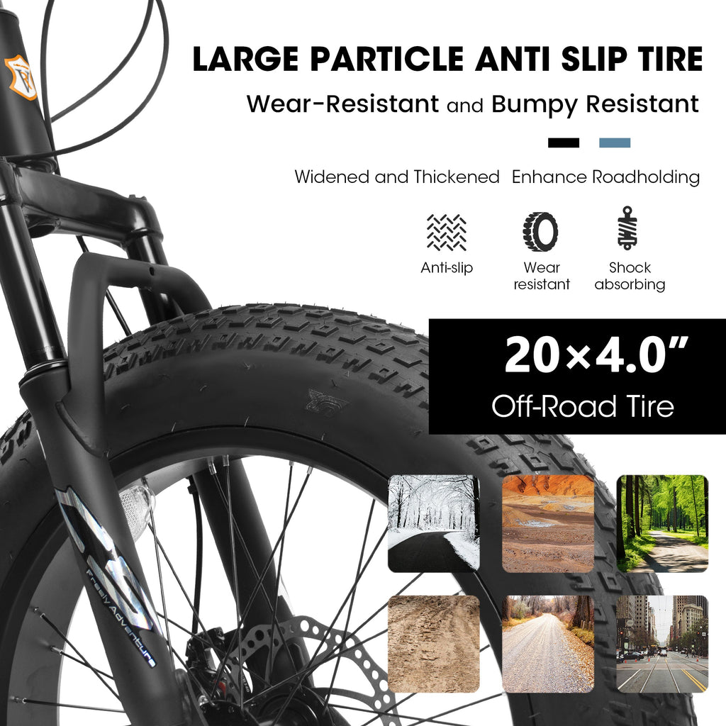 20" Kids & Youth Fat Tire Mountain Bike - 7-Speed, Dual Disc Brakes & Front Suspension