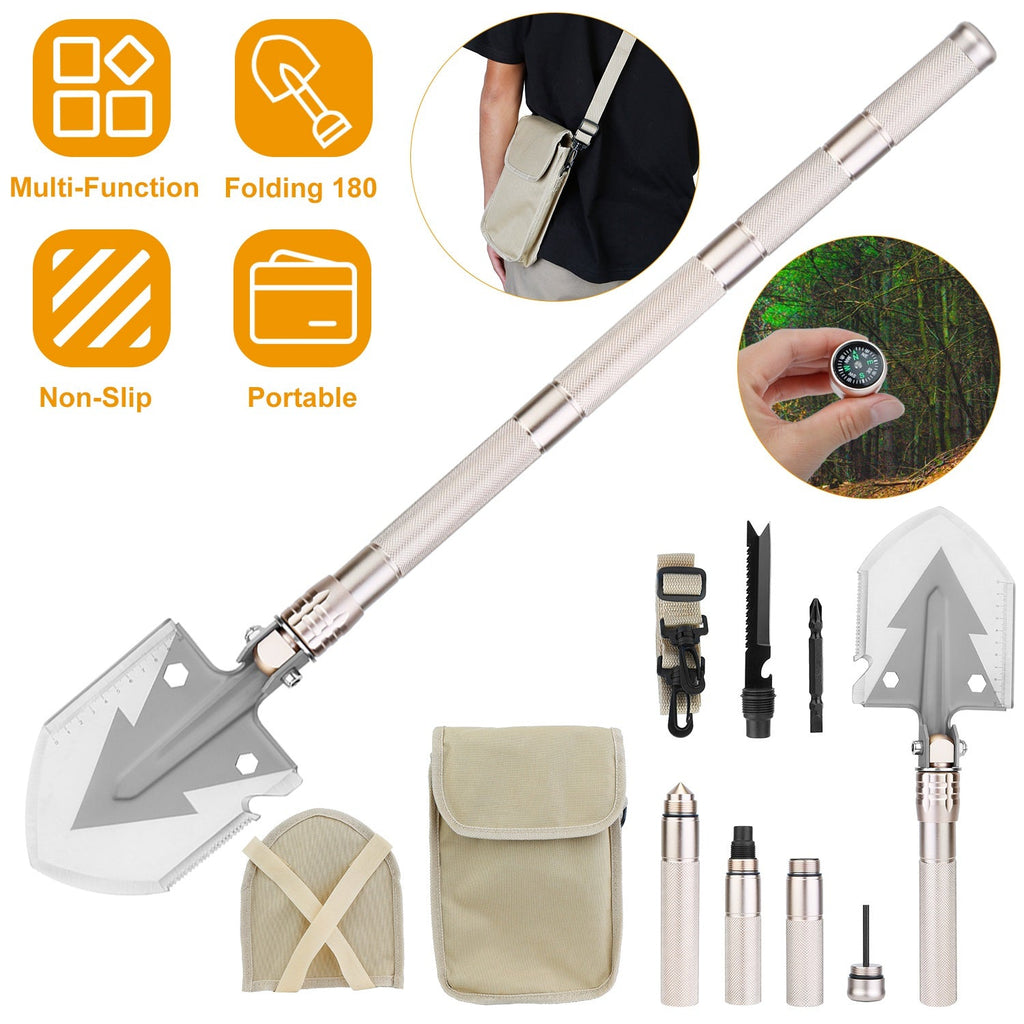 iMountek Folding Camping Shovel with Compass & Multi-Tools