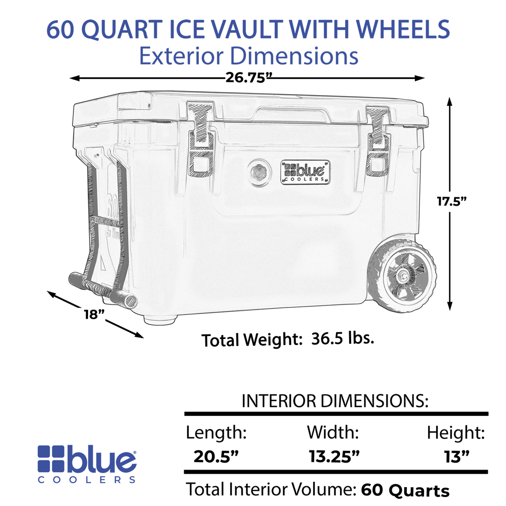 60 Quart Ice Vault Roto-Molded Cooler with Wheels - Promo