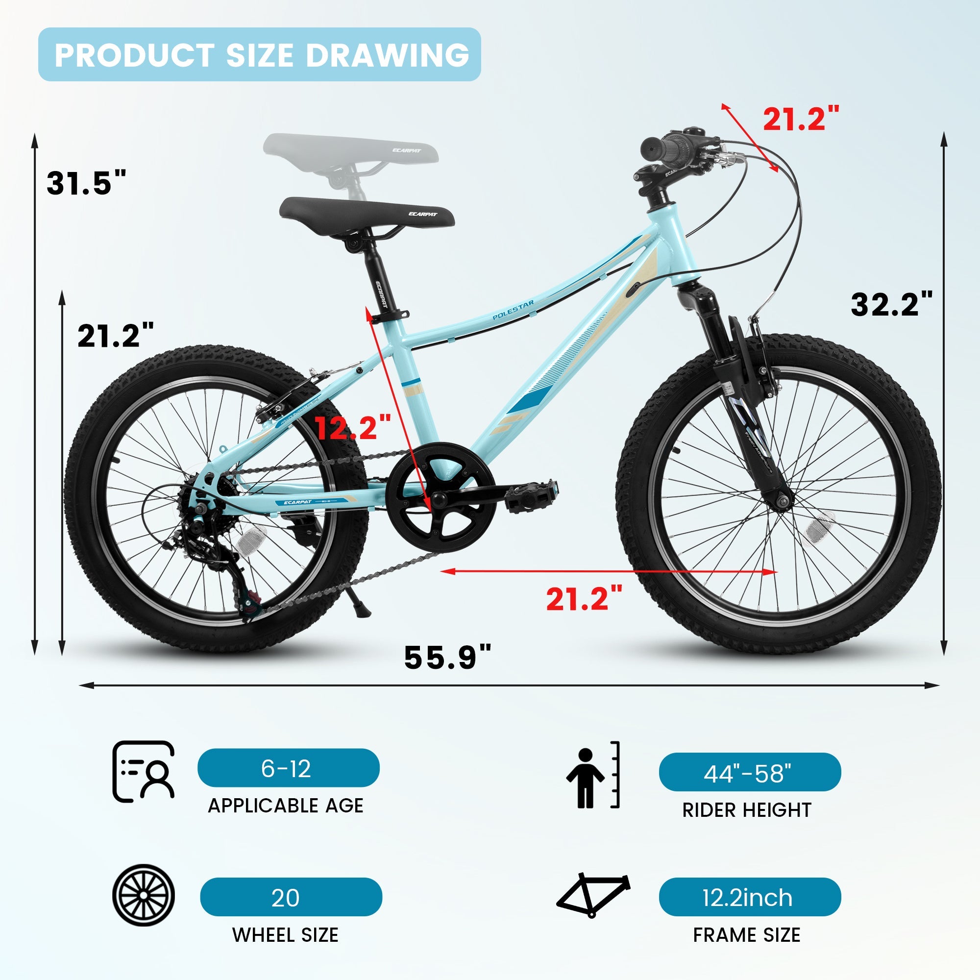 20” Kids Mountain Bike – TrailKid | Front Suspension | 7-Speed