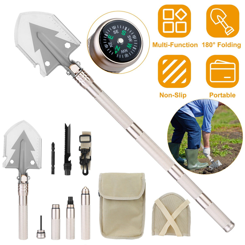 iMountek Folding Camping Shovel with Compass & Multi-Tools