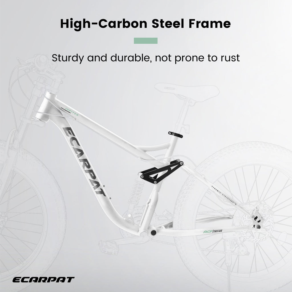 26" Men's Full-Suspension Fat Tire Mountain Bike (White) - Shimano 21-Speed & Dual Disc Brakes