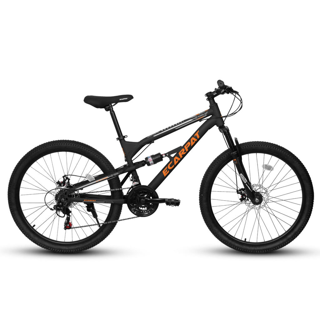 26" RidgeLine Adult Mountain Bike | 21-Speed Hardtail (Black-Orange)