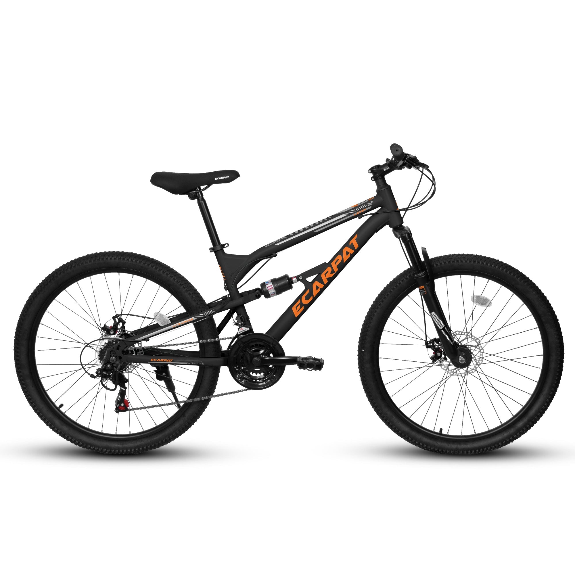 26" RidgeLine Adult Mountain Bike | 21-Speed Hardtail (Black-Orange)