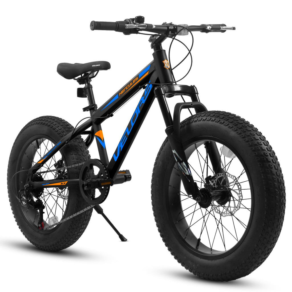 20" Kids & Youth Fat Tire Mountain Bike - 7-Speed, Dual Disc Brakes & Front Suspension