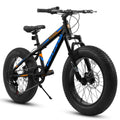 20" Kids & Youth Fat Tire Mountain Bike - 7-Speed, Dual Disc Brakes & Front Suspension