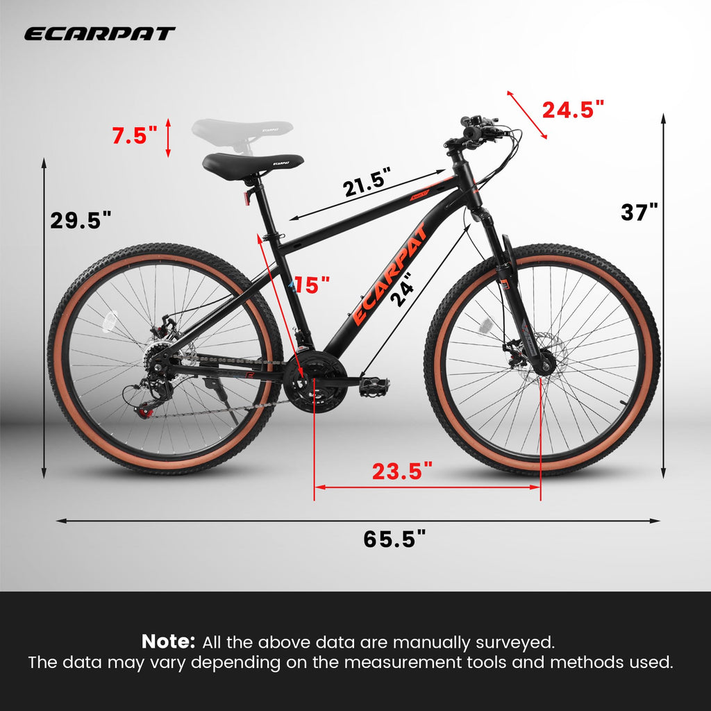 24" TrailLite Adult Mountain Bike | 21-Speed Hardtail (Red-Black)
