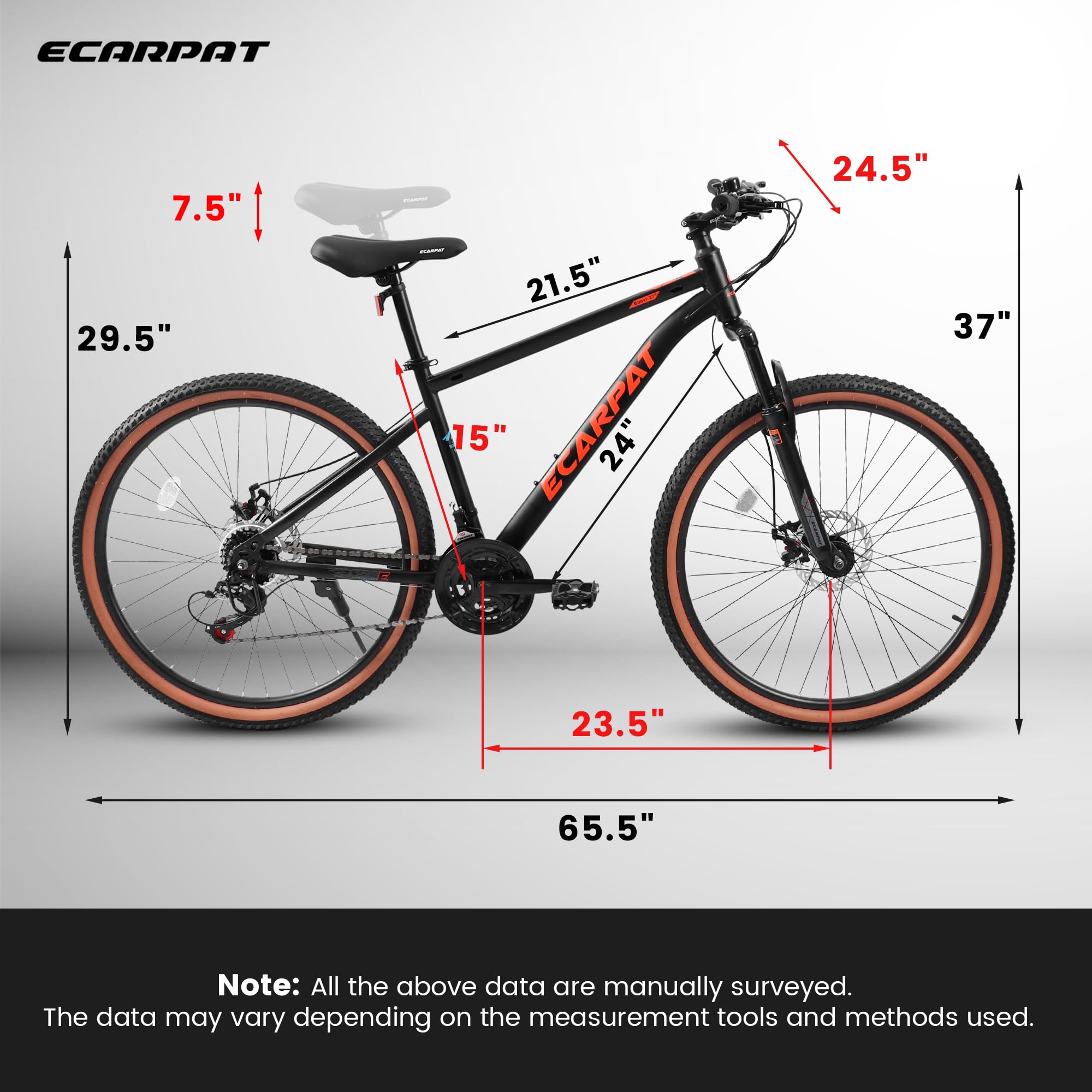 24" TrailLite Adult Mountain Bike | 21-Speed Hardtail (Red-Black)