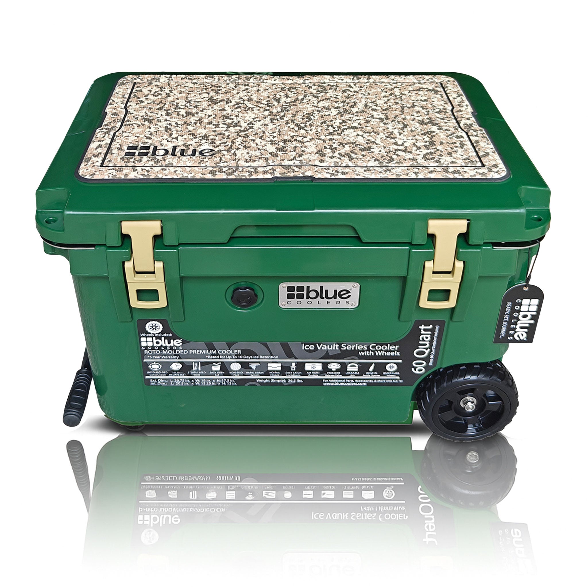 60 Quart Ice Vault Roto-Molded Cooler with Wheels - Promo