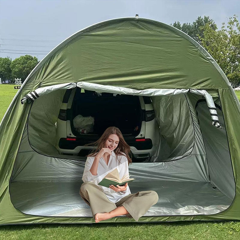 Outdoor car - trunk rear tent with canopy, sun - resistant camping equipment