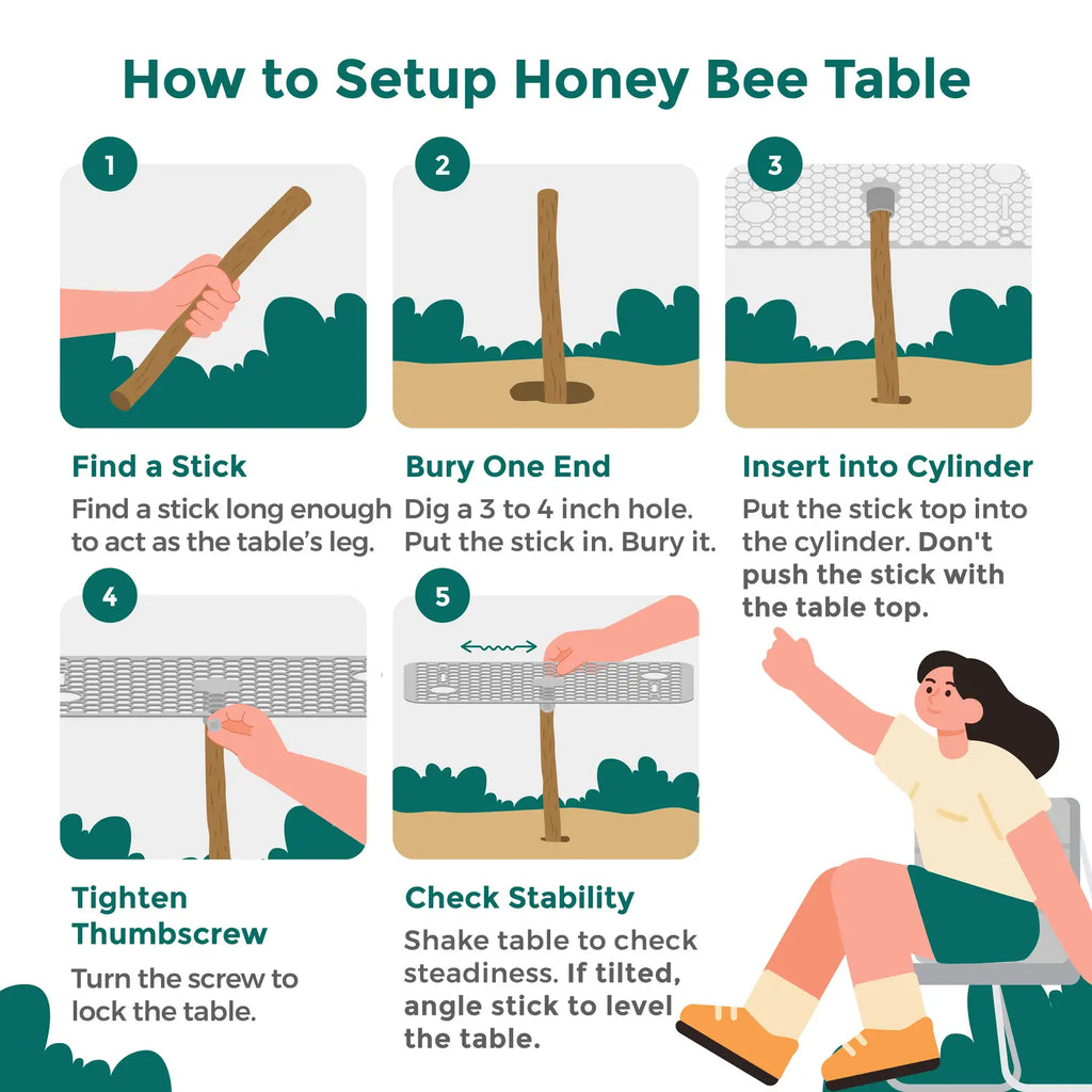 Honey Bee Camping Table - Keep Food & Drinks Off the Dirt