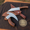 Pizza Hatchet & Santoku Knife Set with Matching Hardwood Handles