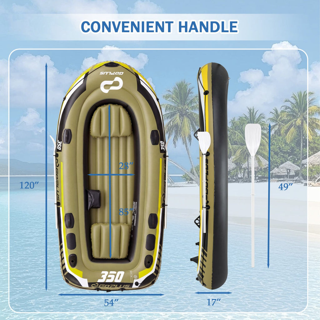 4-Person Inflatable Fishing Boat with Oars and Pump