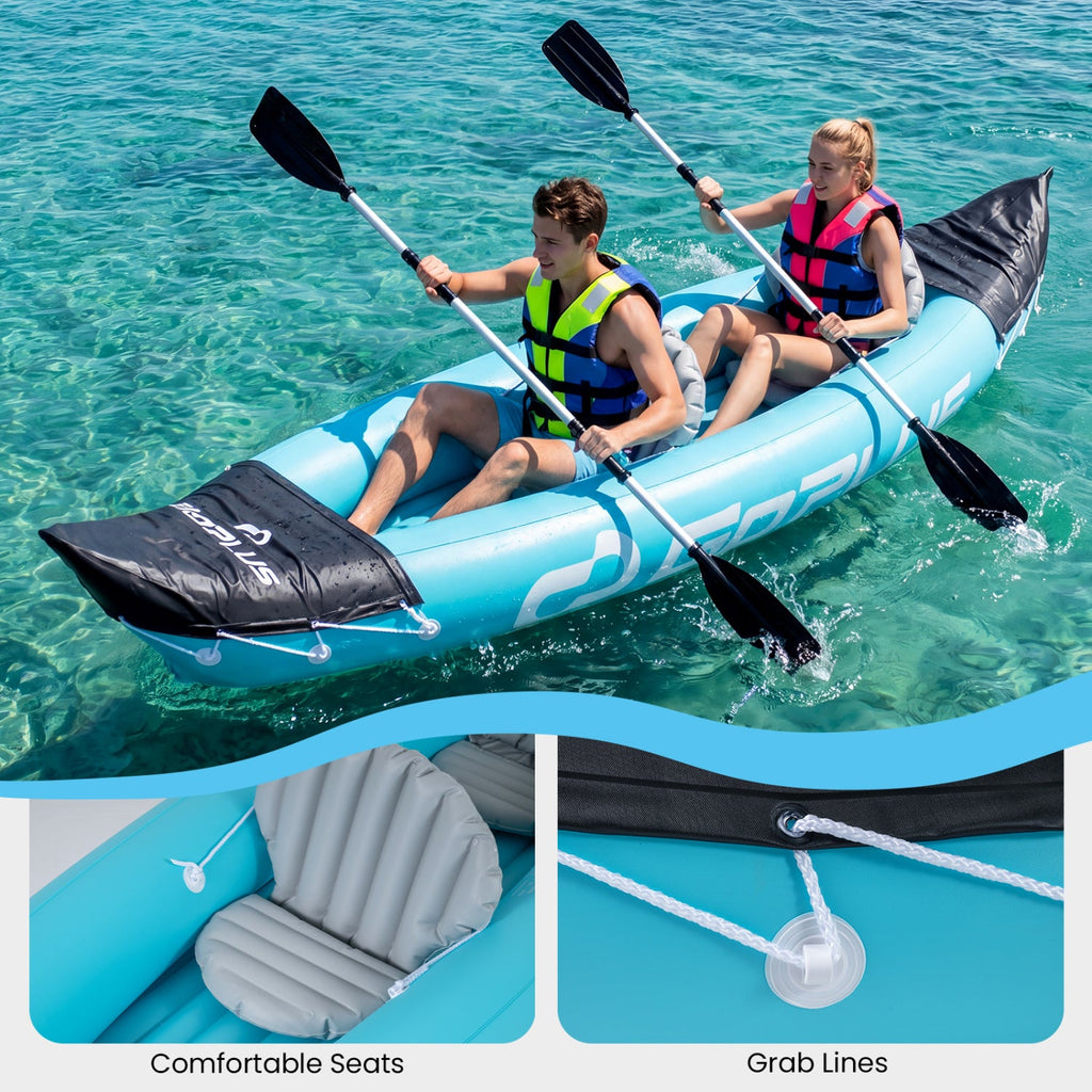 Inflatable Kayak 2 Person with Aluminum Paddles and Pump