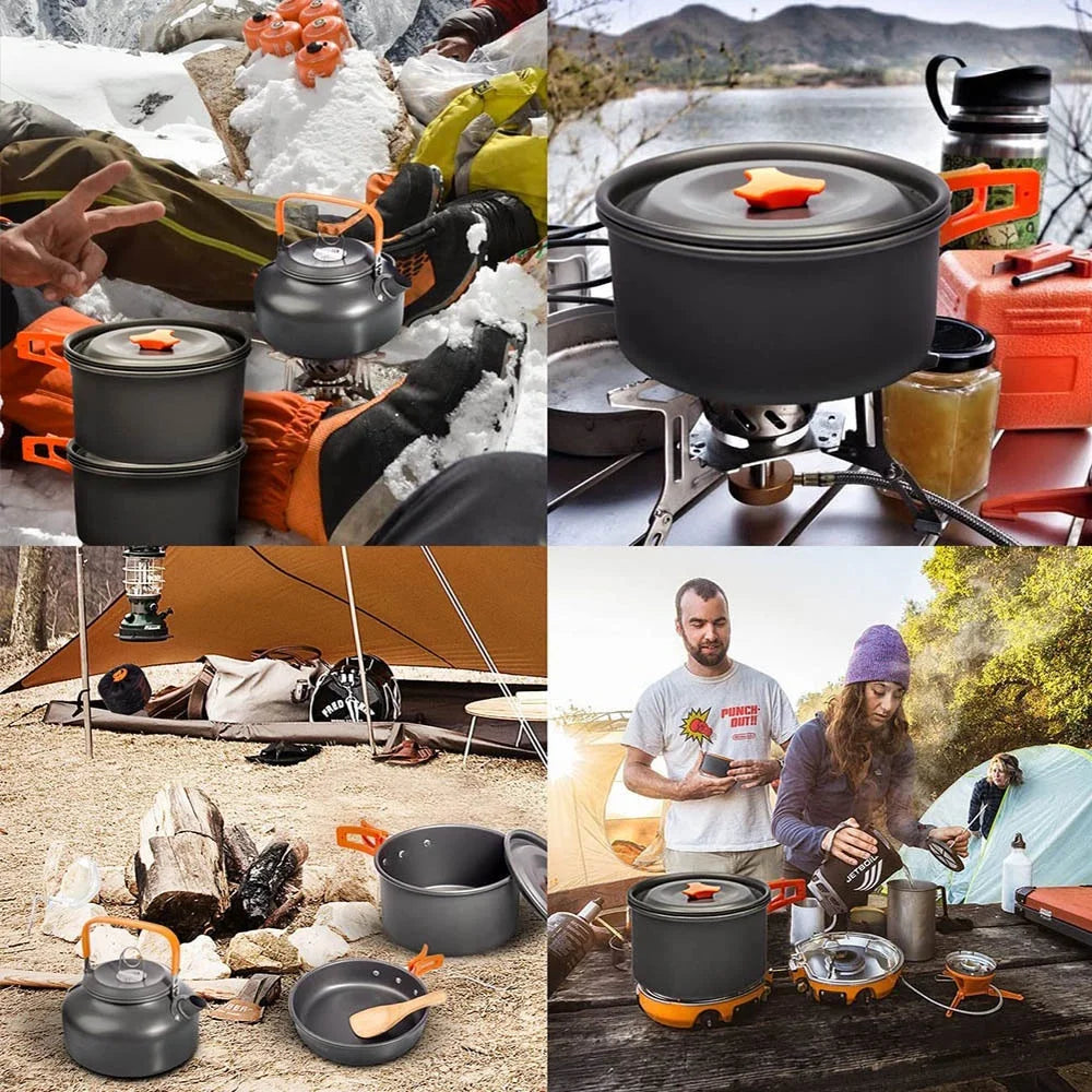 Camping Cooking Set Outdoor Aluminum Lightweight Equipment Camping