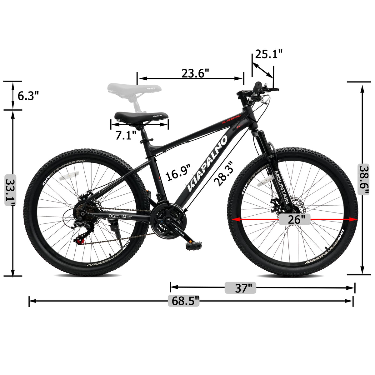 26" AllTrail Adult Mountain Bike | 21-Speed Hardtail (Black)