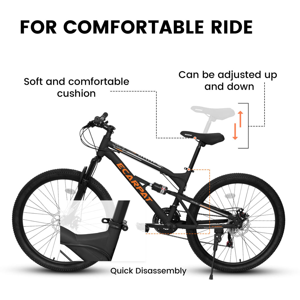 26" Adult Mountain Bike (Black) - 21-Speed, Dual Suspension & Disc Brakes