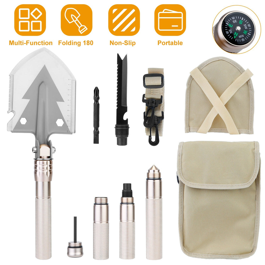 iMountek Folding Camping Shovel with Compass & Multi-Tools
