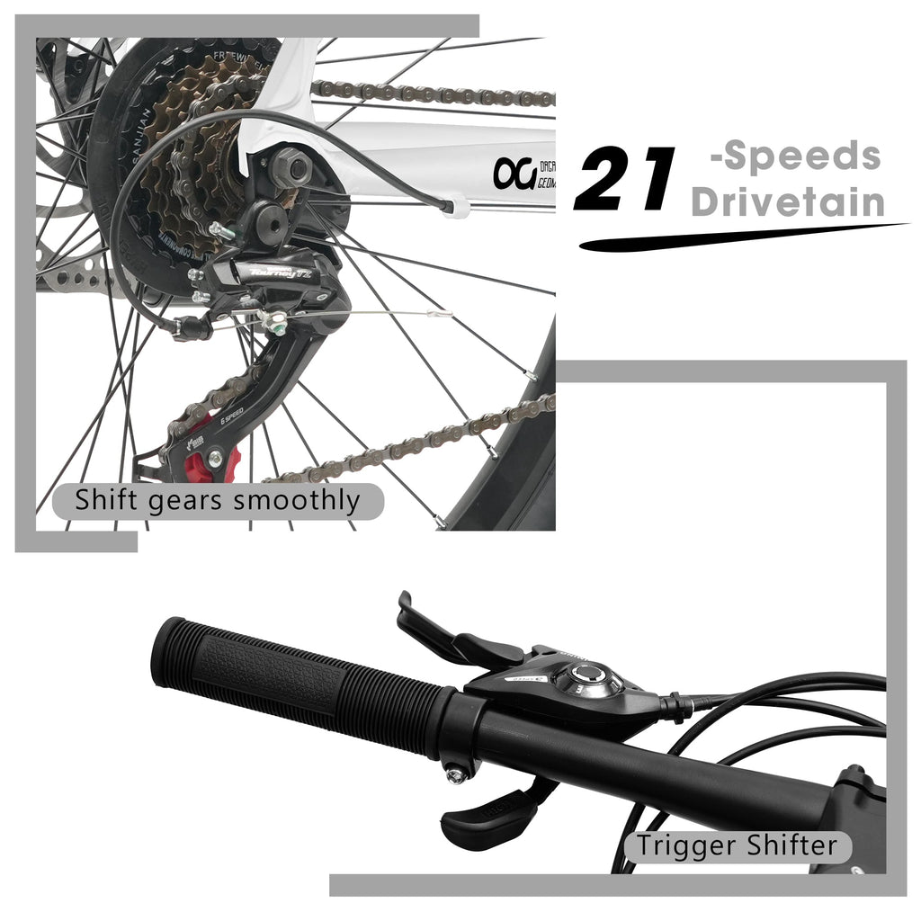 26" AllTrail Adult Mountain Bike | 21-Speed Hardtail (White)