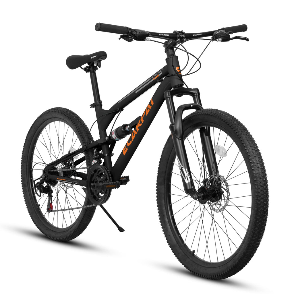 26" RidgeLine Adult Mountain Bike | 21-Speed Hardtail (Black-Orange)