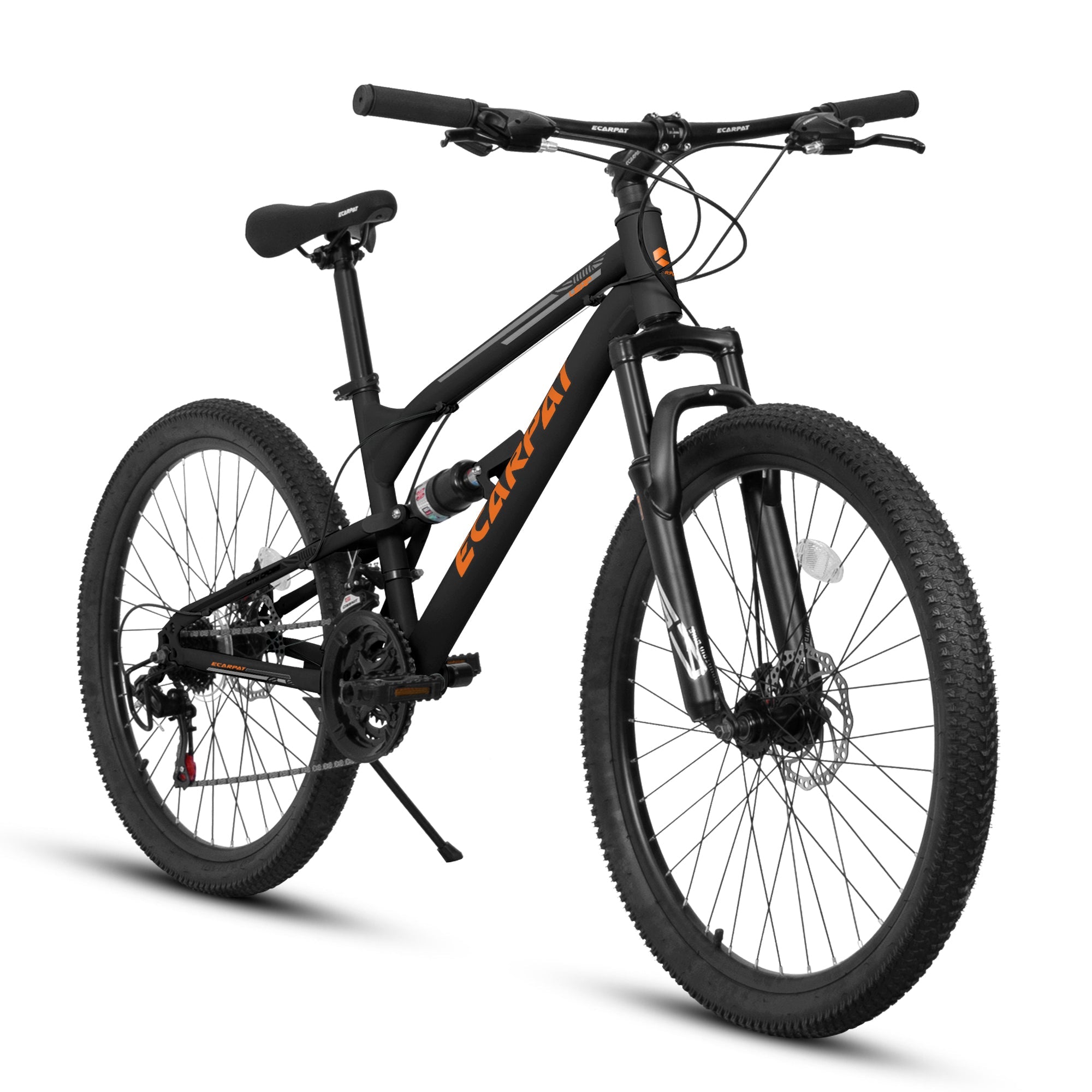 26" RidgeLine Adult Mountain Bike | 21-Speed Hardtail (Black-Orange)