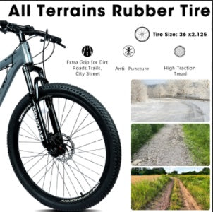 26" AllTrail  Adult Mountain Bike | 21-Speed Hardtail (Grey-Black)