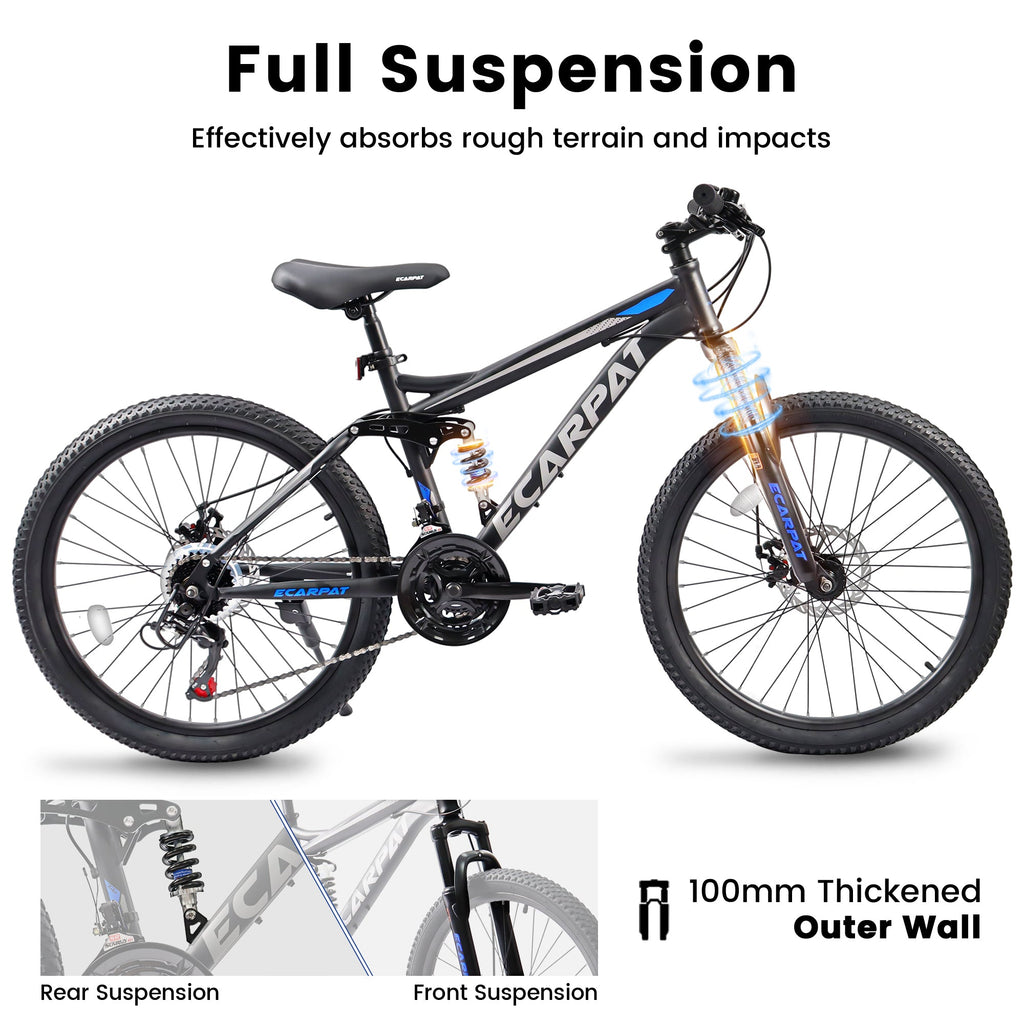 26” TrailX - Mountain Bike | Full Suspension | 21-Speed | Black