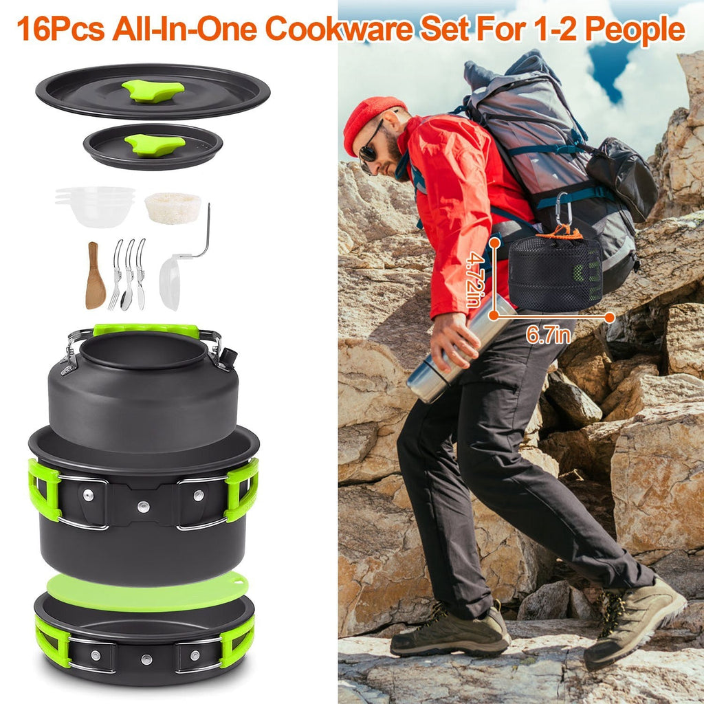 16-Piece Camping Cookware Set with Kettle