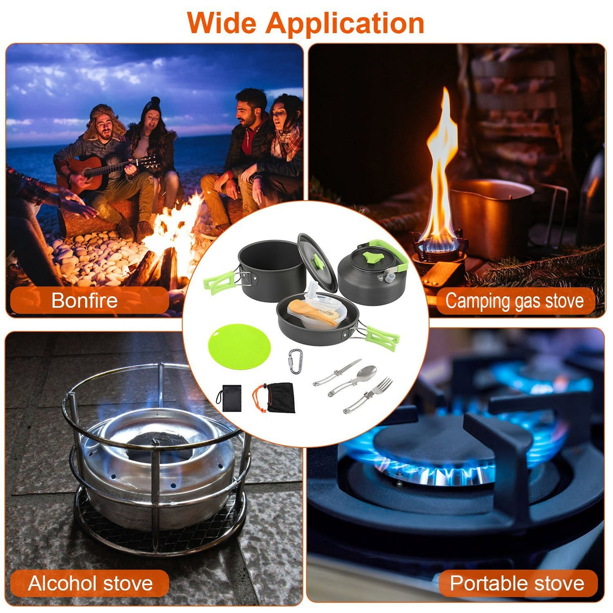 16-Piece Camping Cookware Set with Kettle