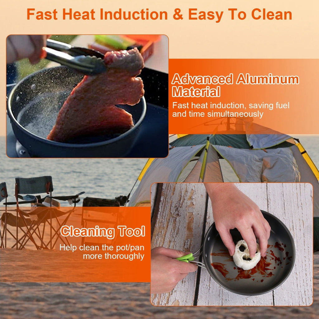 16-Piece Camping Cookware Set with Kettle
