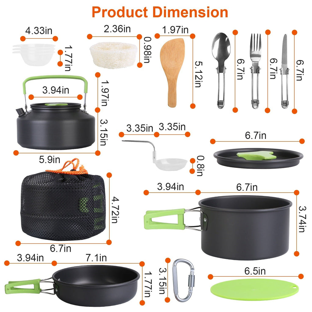 16-Piece Camping Cookware Set with Kettle