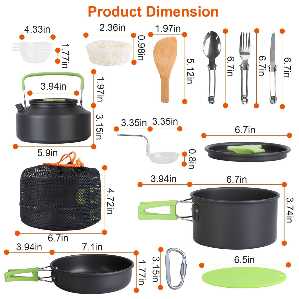 16-Piece Camping Cookware Set with Kettle