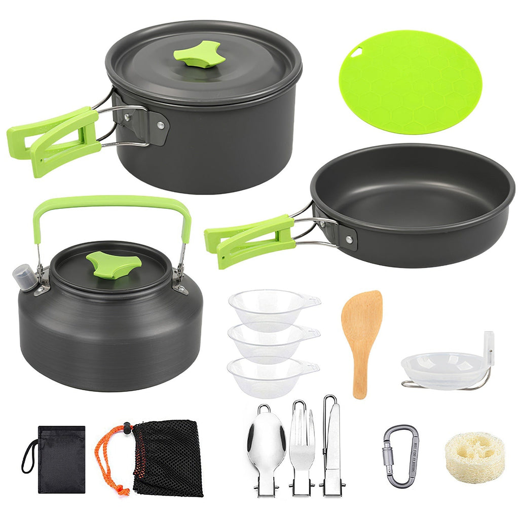 16-Piece Camping Cookware Set with Kettle