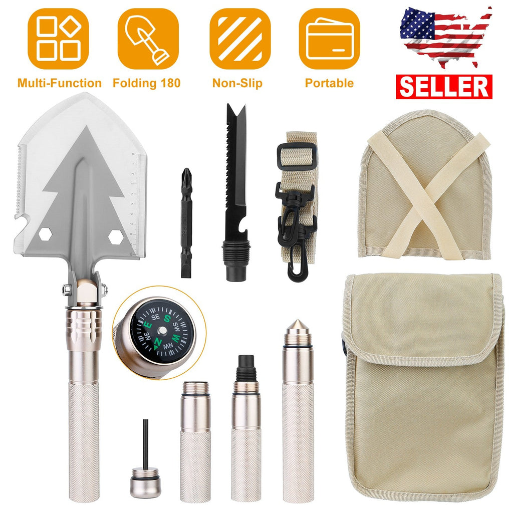 iMountek Folding Camping Shovel with Compass & Multi-Tools