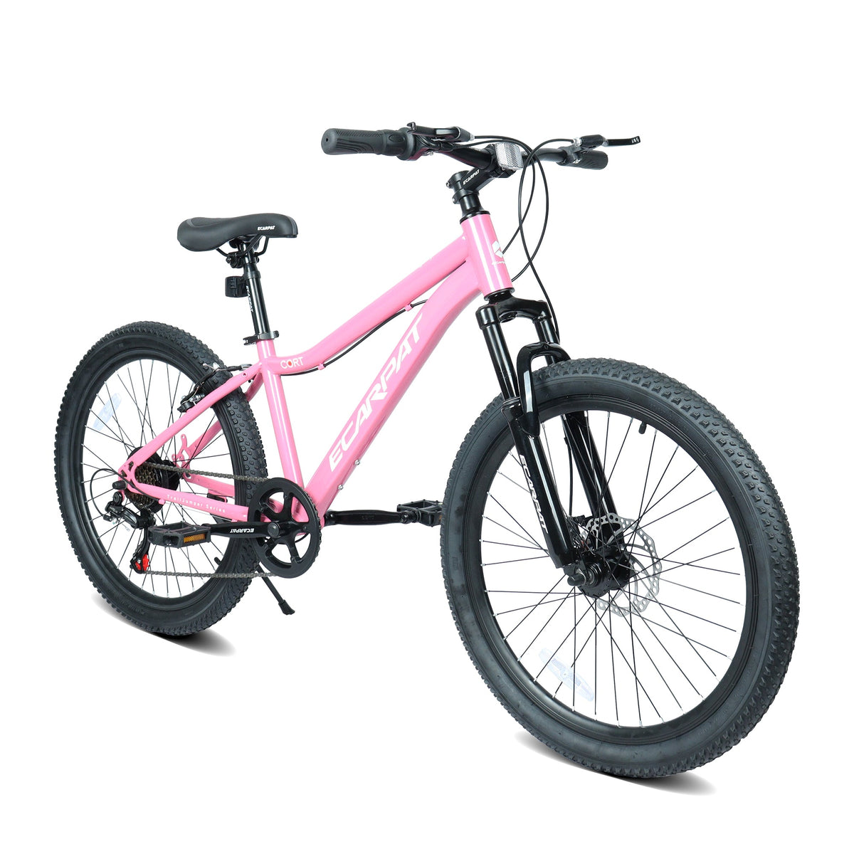 24" Youth Mountain Bike (Pink) - 7-Speed, Front Suspension & Hybrid Brakes