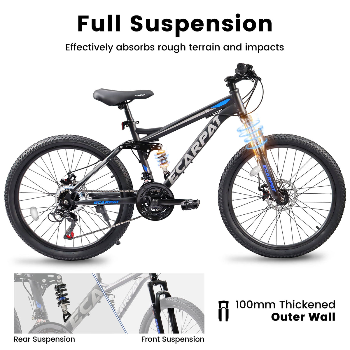 27.5” TrailX - Mountain Bike | Full Suspension | 21-Speed | Black Blue 2