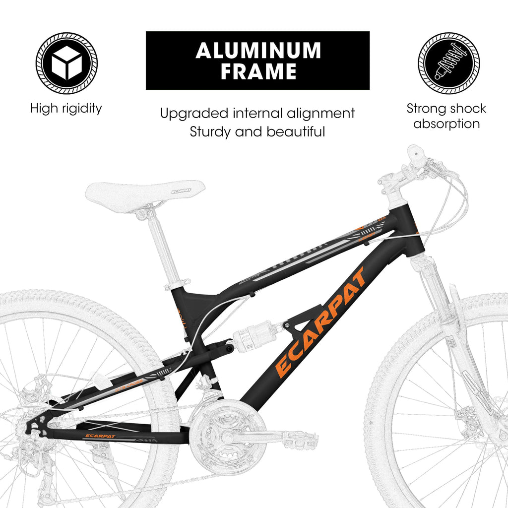26" RidgeLine Adult Mountain Bike | 21-Speed Hardtail (Black-Orange)